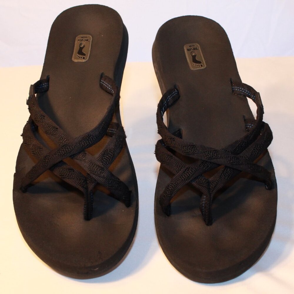 Teva Mush Size 9 Black Mesh Olawahu Strappy Flip Flop Thong Sandals - F21009B